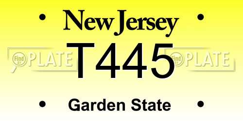 T445 New Jersey License Plate