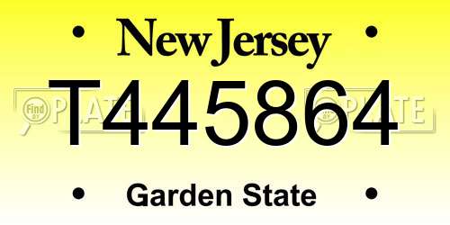 T445864 New Jersey License Plate