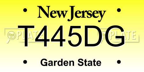 T445DG New Jersey License Plate