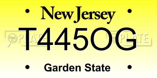 T445OG New Jersey License Plate