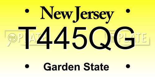 T445QG New Jersey License Plate