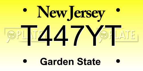 T447YT New Jersey License Plate