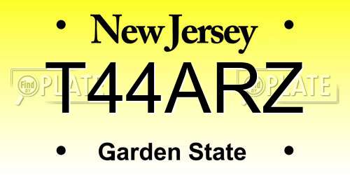 T44ARZ New Jersey License Plate