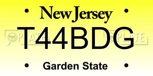 T44BDG New Jersey License Plate