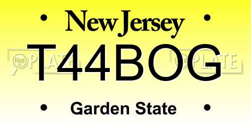 T44BOG New Jersey License Plate