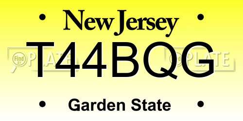 T44BQG New Jersey License Plate
