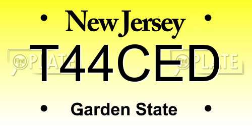 T44CED New Jersey License Plate