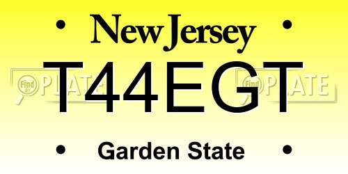 T44EGT New Jersey License Plate