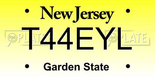 T44EYL New Jersey License Plate