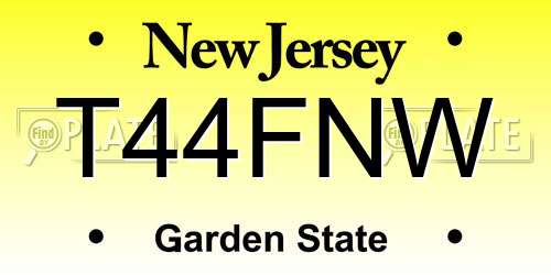 T44FNW New Jersey License Plate