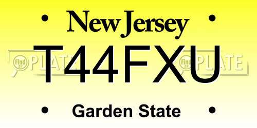 T44FXU New Jersey License Plate
