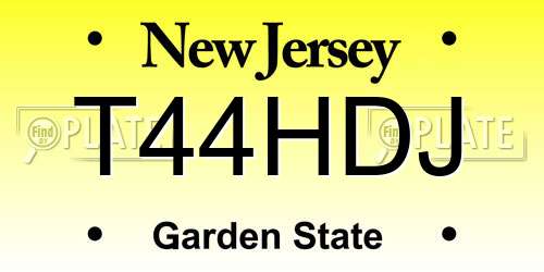 T44HDJ New Jersey License Plate
