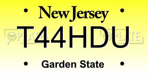 T44HDU New Jersey License Plate