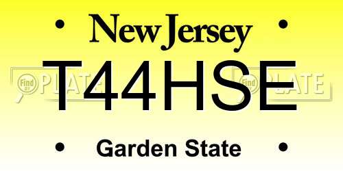 T44HSE New Jersey License Plate