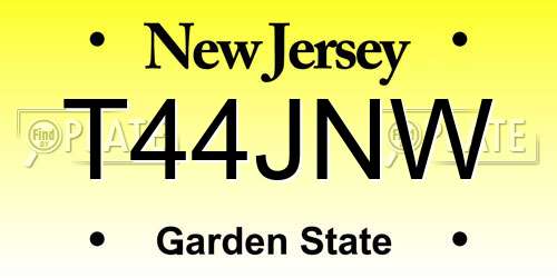 T44JNW New Jersey License Plate