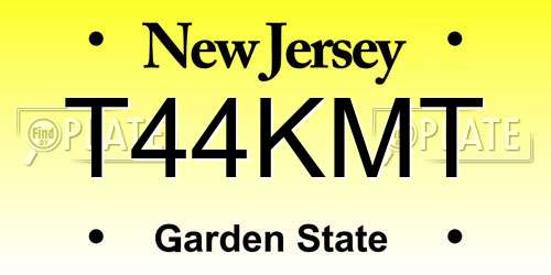 T44KMT New Jersey License Plate