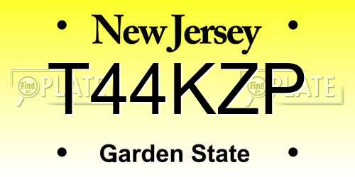 T44KZP New Jersey License Plate