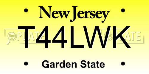 T44LWK New Jersey License Plate