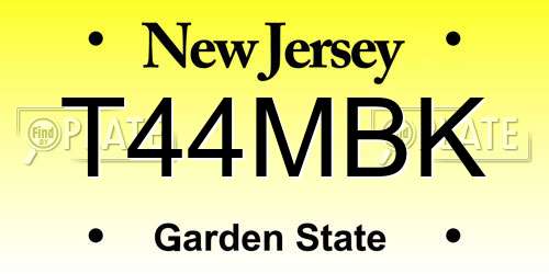 T44MBK New Jersey License Plate