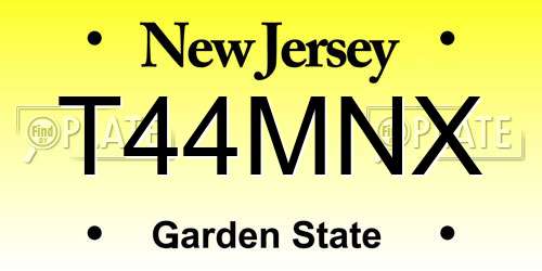T44MNX New Jersey License Plate