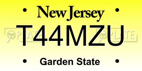 T44MZU New Jersey License Plate