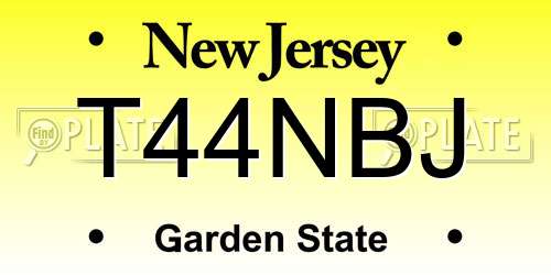 T44NBJ New Jersey License Plate