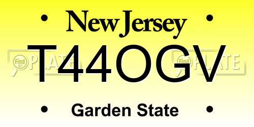 T44OGV New Jersey License Plate
