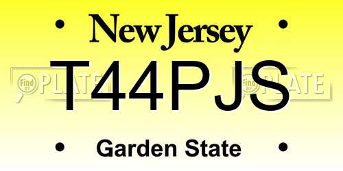 T44PJS New Jersey License Plate