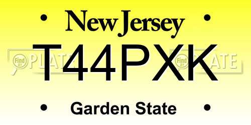 T44PXK New Jersey License Plate