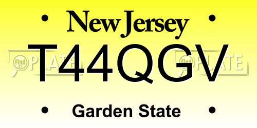 T44QGV New Jersey License Plate