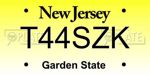 T44SZK New Jersey License Plate
