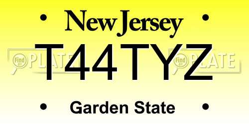 T44TYZ New Jersey License Plate