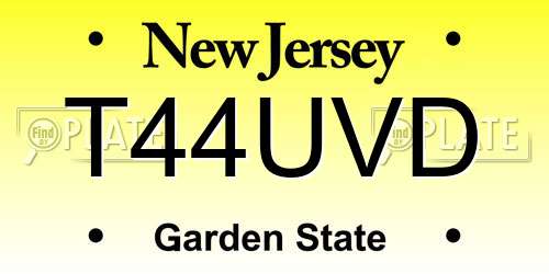 T44UVD New Jersey License Plate