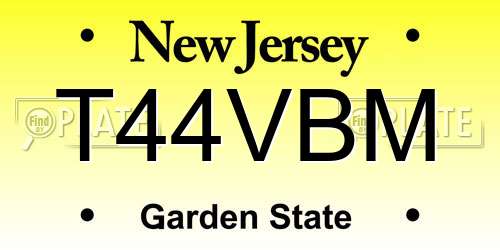 T44VBM New Jersey License Plate