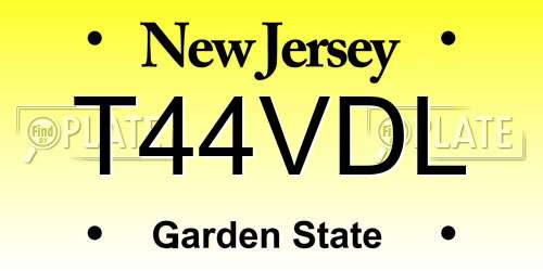 T44VDL New Jersey License Plate