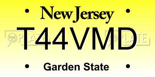 T44VMD New Jersey License Plate