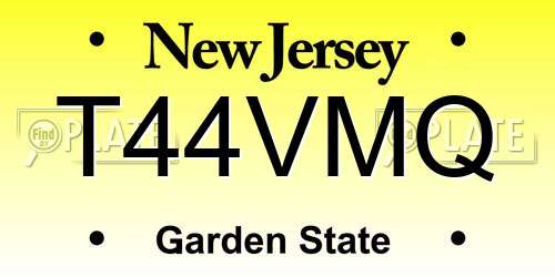 T44VMQ New Jersey License Plate