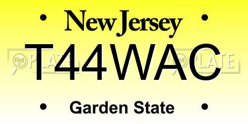 T44WAC New Jersey License Plate