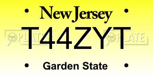 T44ZYT New Jersey License Plate