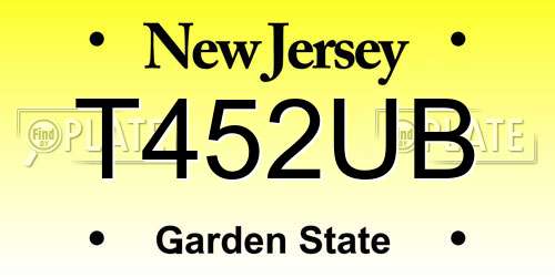 T452UB New Jersey License Plate
