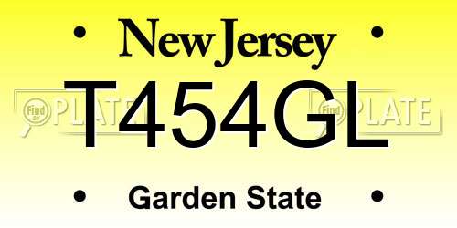 T454GL New Jersey License Plate