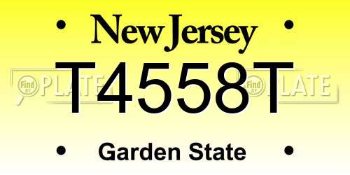 T4558T New Jersey License Plate