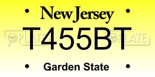 T455BT New Jersey License Plate