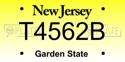 T4562B New Jersey License Plate
