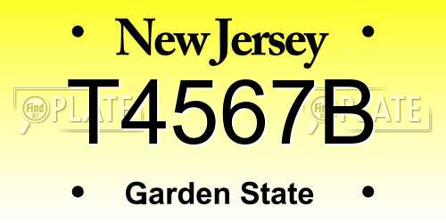 T4567B New Jersey License Plate