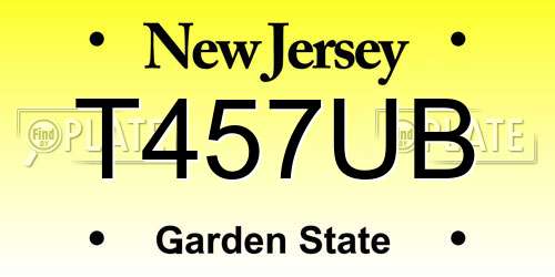 T457UB New Jersey License Plate