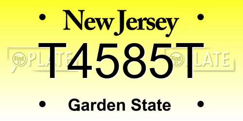T4585T New Jersey License Plate