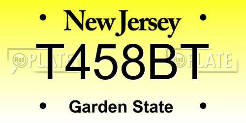 T458BT New Jersey License Plate