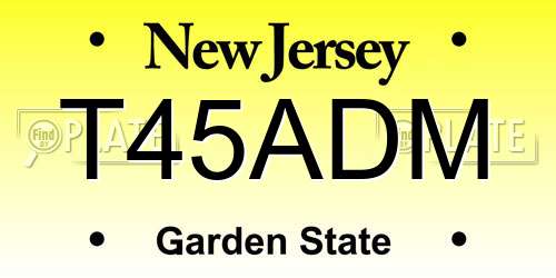T45ADM New Jersey License Plate