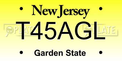 T45AGL New Jersey License Plate